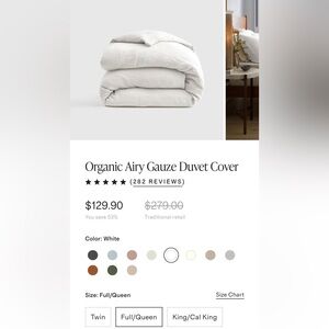 New Quince Full/Queen Organic Airy Gauze Duvet Cover
